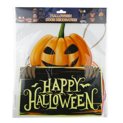 Hängende Dekoration für Tür Fenster, Papier, orange, Kürbisse, Halloween-Thema, Satz von 3 Kürbisse
