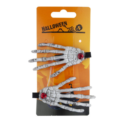 Haarspangen, Halloween Dekoration, Verkleidungszubehör, Design mit Totenköpfen, Skelett, 2er Set.