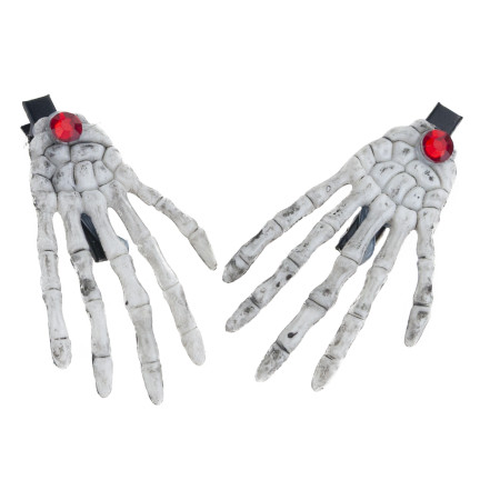 Haarspangen, Halloween Dekoration, Verkleidungszubehör, Design mit Totenköpfen, Skelett, 2er Set.