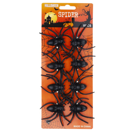 Künstliche Spinnen, schwarz, Halloween Dekoration, schwarze Tarantel, 8er Set, 8cm