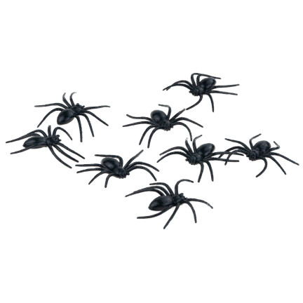 Künstliche Spinnen, schwarz, Halloween Dekoration, schwarze Tarantel, 8er Set, 8cm