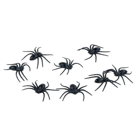 Künstliche Spinnen, schwarz, Halloween Dekoration, schwarze Tarantel, 8er Set, 8cm
