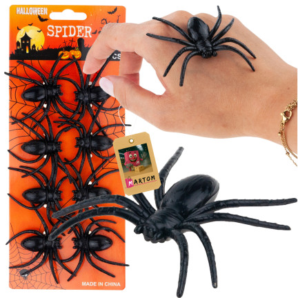 Künstliche Spinnen, schwarz, Halloween Dekoration, schwarze Tarantel, 8er Set, 8cm