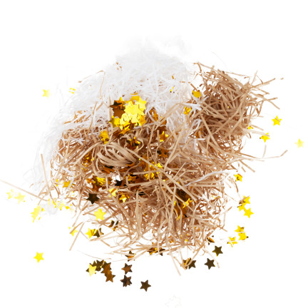 Geschenkfüllung, Heu, Sisal, Dekoration, mit Sternchen, umweltfreundlich, 30 g