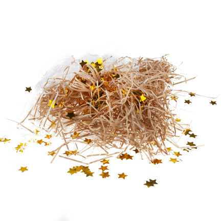 Geschenkfüllung, Heu, Sisal, Dekoration, mit Sternchen, umweltfreundlich, 30 g