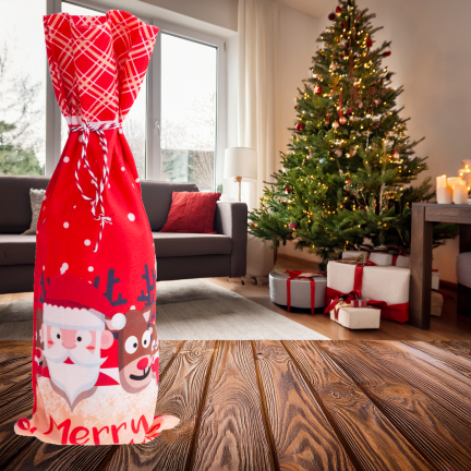 TG78760 Flaschenhülle, Beutel, Verpackung, Etui, Weihnachtsartikel, Nikolausgeschenk