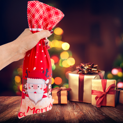 TG78760 Flaschenhülle, Beutel, Verpackung, Etui, Weihnachtsartikel, Nikolausgeschenk