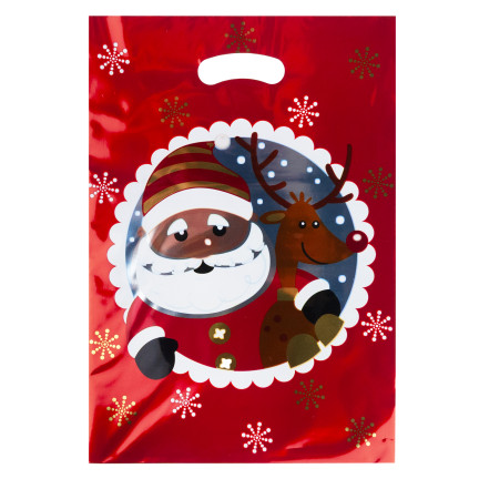 Geschenkbeutel, Geschenktüten, Plastiktüten, Nikolaus- und Weihnachtsartikel, 10er-Set. 