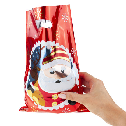 Geschenkbeutel, Geschenktüten, Plastiktüten, Nikolaus- und Weihnachtsartikel, 10er-Set. 