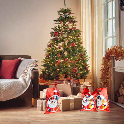 Geschenkbeutel, Geschenktüten, Plastiktüten, Nikolaus- und Weihnachtsartikel, 10er-Set. 