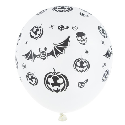 Latexballons, gemischte Farben, gemischte Motive, mit Halloween-Motiv, mit Kürbissen, 6er-Set.