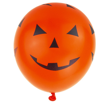 Latexballons, gemischte Farben, gemischte Motive, mit Halloween-Motiv, mit Kürbissen, 6er-Set.
