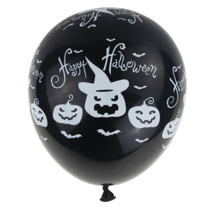 Latexballons, gemischte Farben, gemischte Motive, mit Halloween-Motiv, mit Kürbissen, 6er-Set.