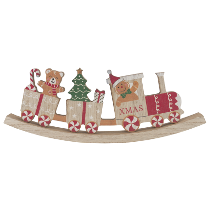 TG80165 Weihnachtszug aus Holz – farbenfrohe Weihnachtsdekoration, 23 cm