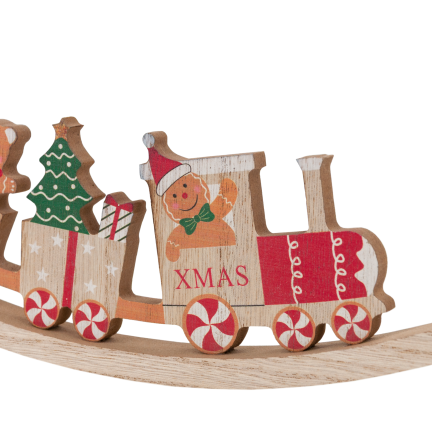 TG80165 Weihnachtszug aus Holz – farbenfrohe Weihnachtsdekoration, 23 cm