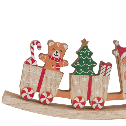 TG80165 Weihnachtszug aus Holz – farbenfrohe Weihnachtsdekoration, 23 cm