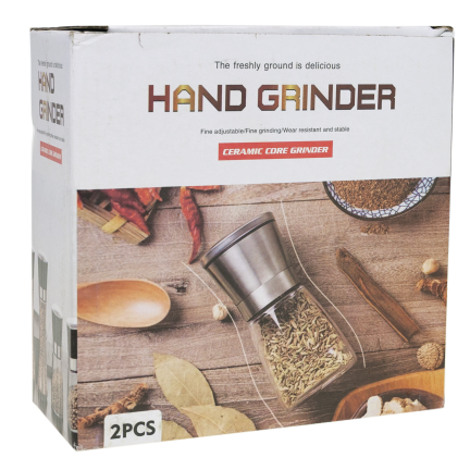 TG80298 PFEFFER UND SALZ GEWÜRZMÜHLE MIT KONTROLLGLAS 2PC/KPL MÜHLE SET