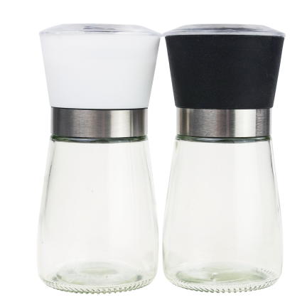 TG80298 PFEFFER UND SALZ GEWÜRZMÜHLE MIT KONTROLLGLAS 2PC/KPL MÜHLE SET