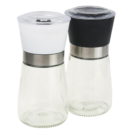 TG80298 PFEFFER UND SALZ GEWÜRZMÜHLE MIT KONTROLLGLAS 2PC/KPL MÜHLE SET