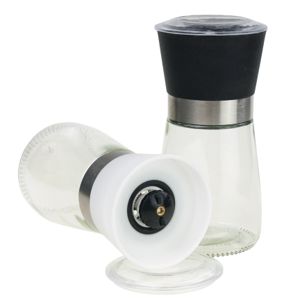 TG80298 PFEFFER UND SALZ GEWÜRZMÜHLE MIT KONTROLLGLAS 2PC/KPL MÜHLE SET