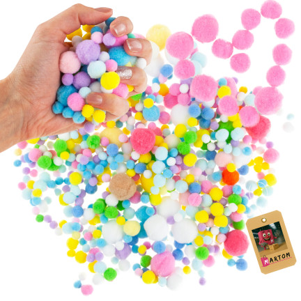 TG80413 DEKORATIVE POMPONS PASTELL MINI MIX 1-3CM 450STK