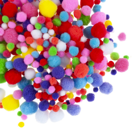 TG80414 DEKORATIVE PLÜSCH-POMPONS BUNT 450STK 1-3CM