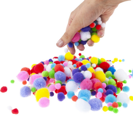 TG80414 DEKORATIVE PLÜSCH-POMPONS BUNT 450STK 1-3CM