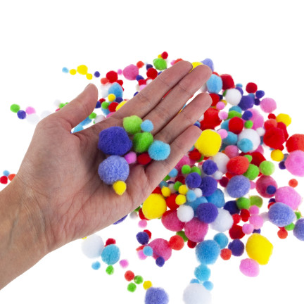 TG80414 DEKORATIVE PLÜSCH-POMPONS BUNT 450STK 1-3CM