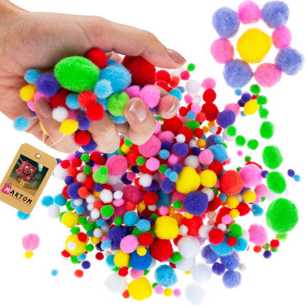 TG80414 DEKORATIVE PLÜSCH-POMPONS BUNT 450STK 1-3CM