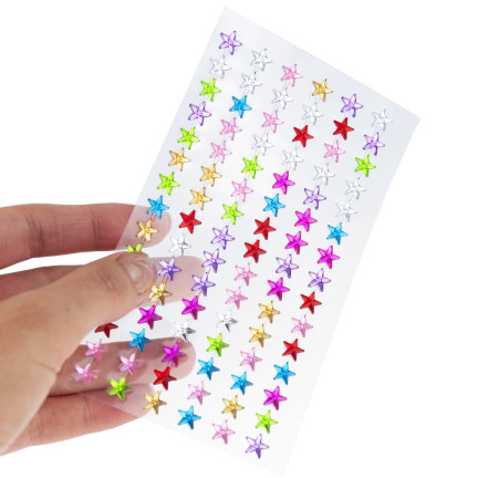 Sternchen-Aufkleber, selbstklebende Strasssteine, verschiedene Farben, in Blisterverpackung, Kreativ-Set