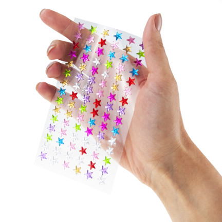 Sternchen-Aufkleber, selbstklebende Strasssteine, verschiedene Farben, in Blisterverpackung, Kreativ-Set