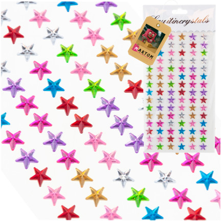 Sternchen-Aufkleber, selbstklebende Strasssteine, verschiedene Farben, in Blisterverpackung, Kreativ-Set