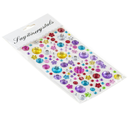 Selbstklebende Kristalle, Diamant-Sticker, verschiedene Motive, verschiedene Farben, Set mit 120 Stück.