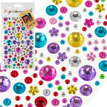 Selbstklebende Kristalle, Diamant-Sticker, verschiedene Motive, verschiedene Farben, Set mit 120 Stück.