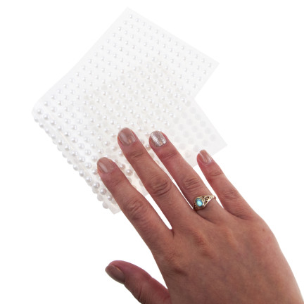 Selbstklebende Perlen, Aufkleber mit Kristallen und Perlen, in Blisterverpackung, 6 mm, Set mit 400 Stück.