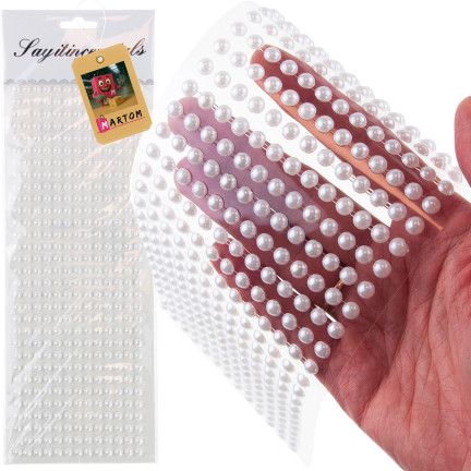 Selbstklebende Perlen, Aufkleber mit Kristallen und Perlen, in Blisterverpackung, 6 mm, Set mit 400 Stück.