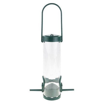 TG80440 VOGELFUTTERHAUS TRANSPARENT MIT FUSSSTÜTZE SCHMAL MIT BALDACHIN