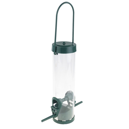 TG80440 VOGELFUTTERHAUS TRANSPARENT MIT FUSSSTÜTZE SCHMAL MIT BALDACHIN