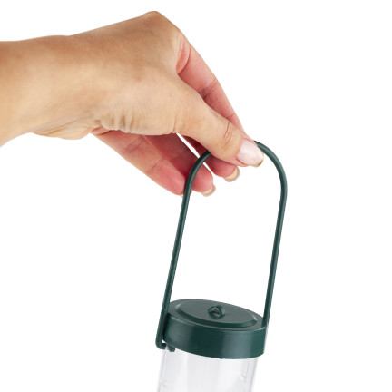 TG80440 VOGELFUTTERHAUS TRANSPARENT MIT FUSSSTÜTZE SCHMAL MIT BALDACHIN