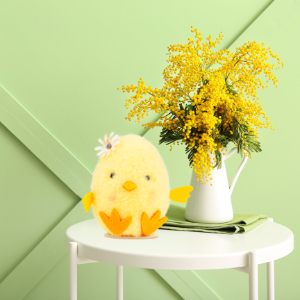 Dekoratives Hähnchen, Osterküken, Tischdekoration, flauschig, 13,5 cm