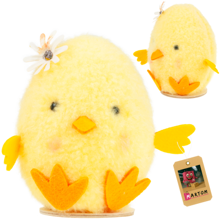 Dekoratives Hähnchen, Osterküken, Tischdekoration, flauschig, 13,5 cm