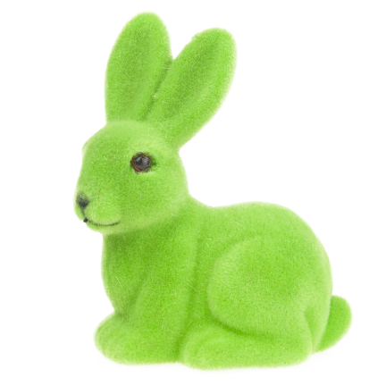 TG80588-14 Beflockter grüner Osterhase mit Satinschleife