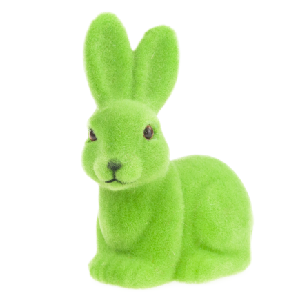 TG80588-14 Beflockter grüner Osterhase mit Satinschleife