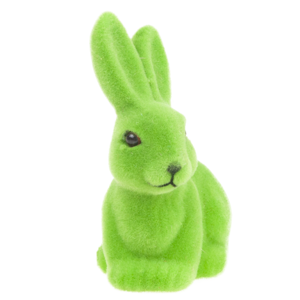 TG80588-14 Beflockter grüner Osterhase mit Satinschleife