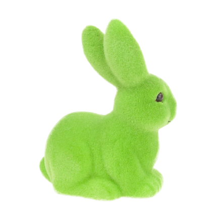 TG80588-14 Beflockter grüner Osterhase mit Satinschleife