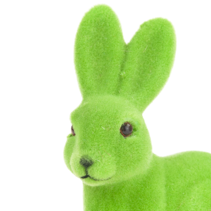 TG80588-14 Beflockter grüner Osterhase mit Satinschleife