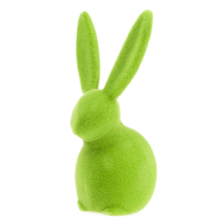 TG80591-14 Beflockter grüner Osterhase mit Satinschleife