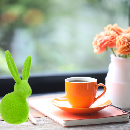 TG80591-14 Beflockter grüner Osterhase mit Satinschleife