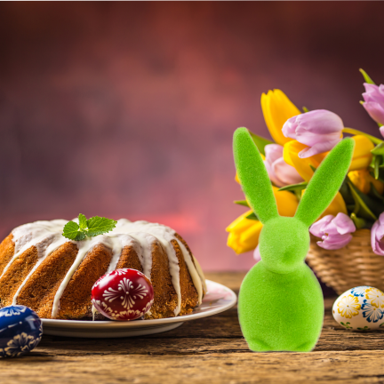 TG80591-14 Beflockter grüner Osterhase mit Satinschleife