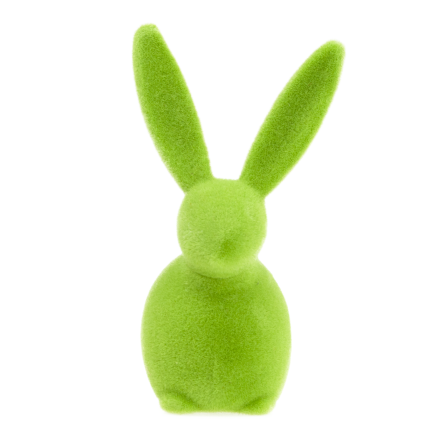 TG80591-14 Beflockter grüner Osterhase mit Satinschleife